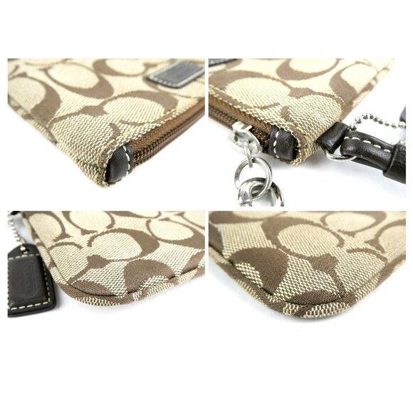 Coach Signature Khaki Brown Wristlet - Picture 9 of 11